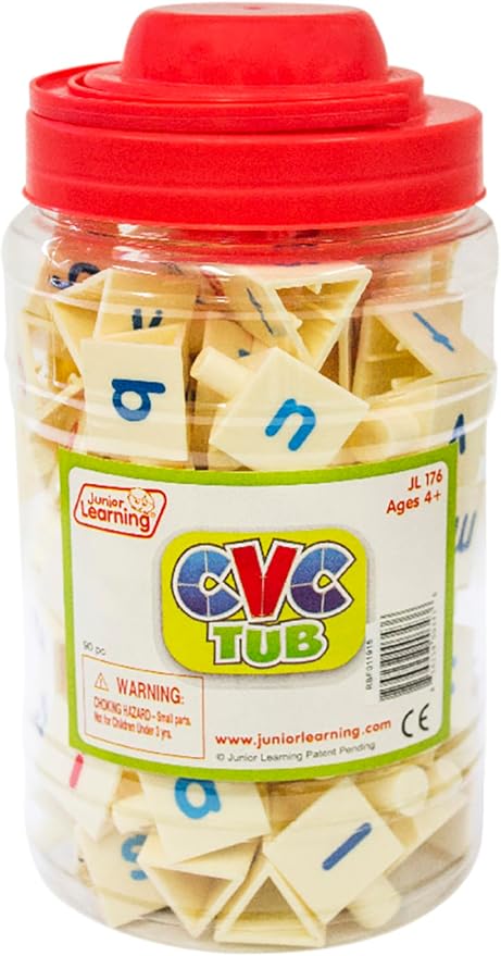 Junior Learning CVC Tri-Blocks Tub, 90 Blocks, Ages 4-5, Phonemic Awareness, Pre K-1, White - Image 2
