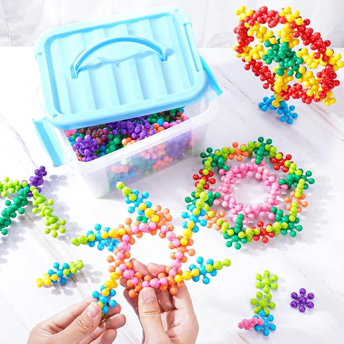 Building Blocks Educational Toy - 300PCS Snowflake Stem Construction Set for Kids 3+, Safe Non-Toxic Storage Case, Learning Gifts for Boys Girls, Multi-Color - Image 7