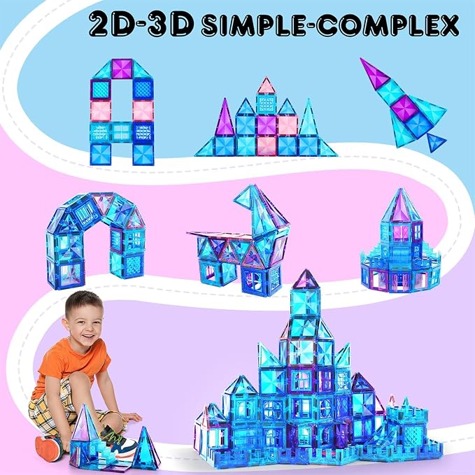 AFUNX Diamond Magnetic Tiles,116PCS Sturdy-Build STEM Toys for Kids - Image 5