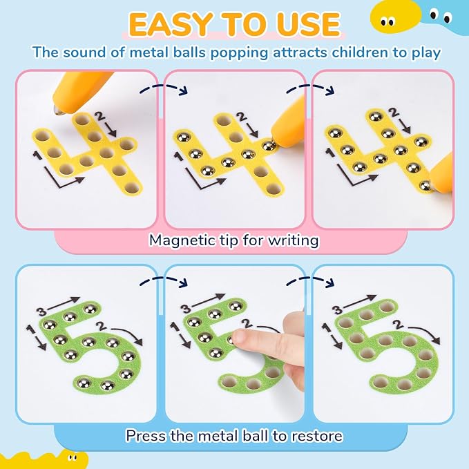 JoyCat Magnetic Number Tracing Board, Double-Sided Numbers 1-20 for Kids - Image 4