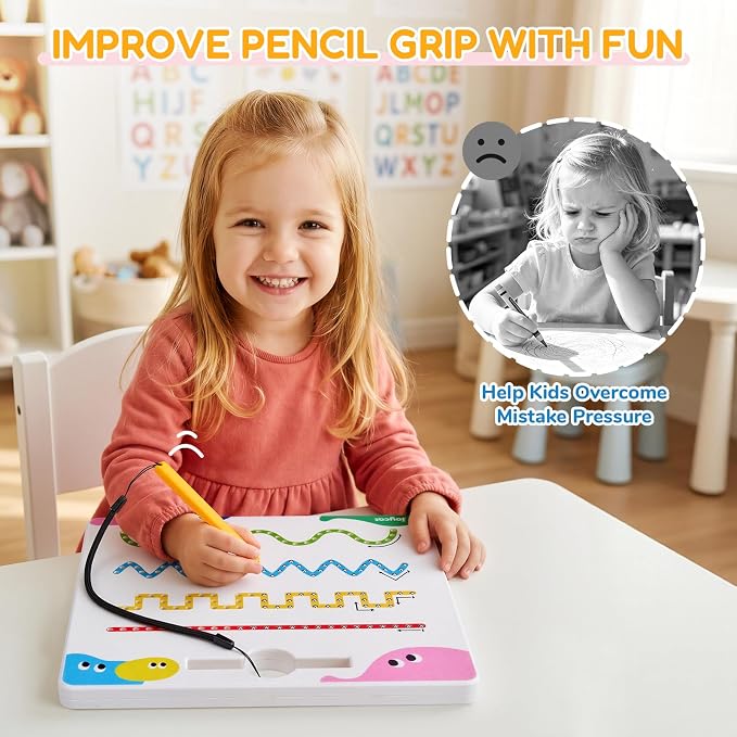 JoyCat Magnetic Shapes and Lines Tracing Board, 2-in-1 Pencil Control Toy - Image 7