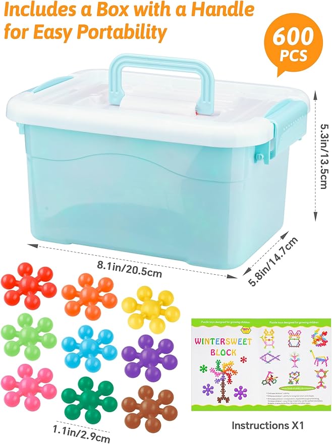 600PCS Building Blocks STEM Construction Toy for Kids 3+, Multi-Color - Image 5