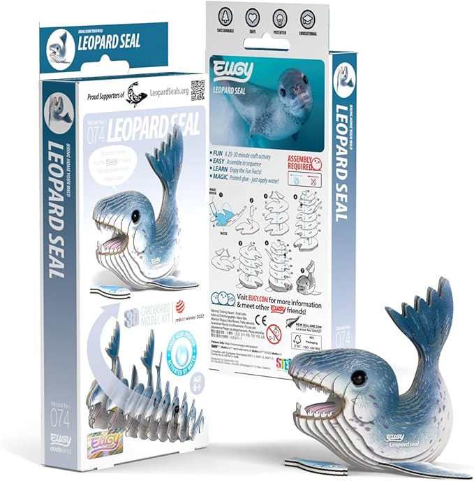 Eugy Leopard Seal 3D Puzzle - 22 Piece Eco-Friendly Educational Toy Puzzle for Boys, Girls & Kids Ages 6+