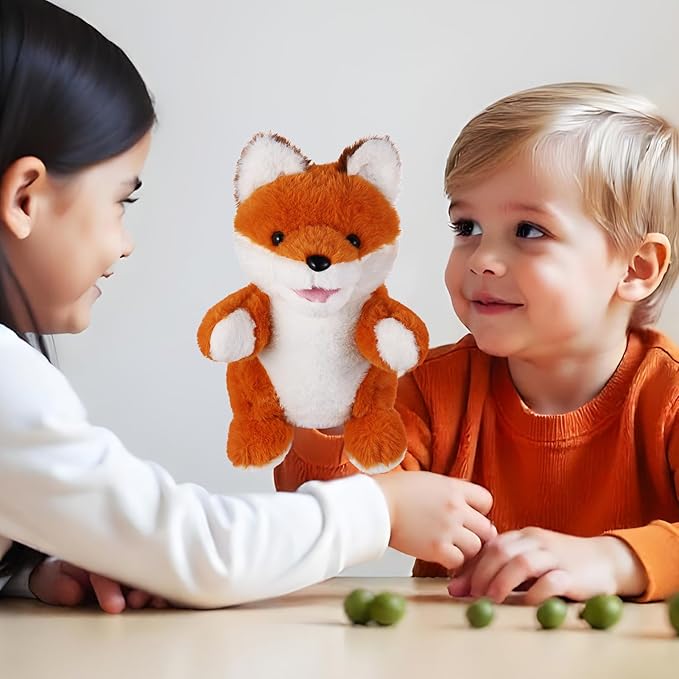 Animal Hand Puppets 11 Inch Sea Turtle Plush Dinosaur Animals Hand Puppet Toys Role-Play Toy Puppets for Kids Storytelling Imaginative Pretend Play Teaching Preschool(Fox)