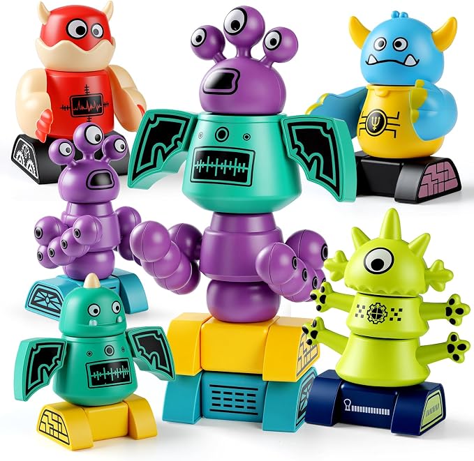 Magnetic Monster Building Toy for Kids Ages 3-8, STEM DIY Robot Set for Boy by Haoshoon
