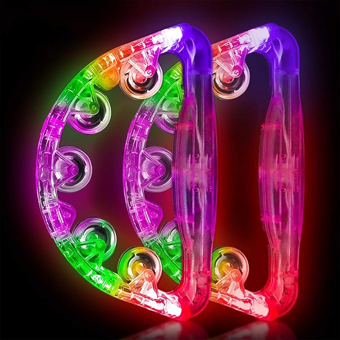 Aywewii LED Tambourines for Kids & Adults, Sensory Toys Autism Gifts for Boys & Girls, Special Needs Must Haves, Light Up Party Favors Musical Instruments (4 Colors Randomly Sent)