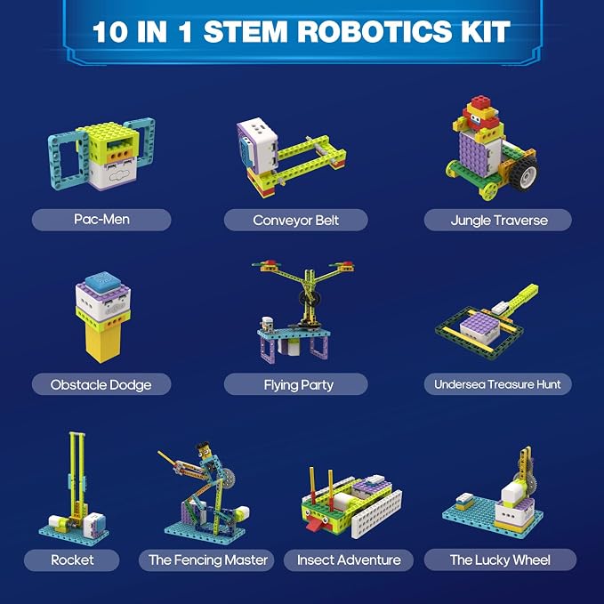ICQbot 10 in 1 Coding Robot Kit,270+ Piece ScratchJr Learning Educational APP Remote Voice Programming Building Toys for Age 5+ Kids - Image 2