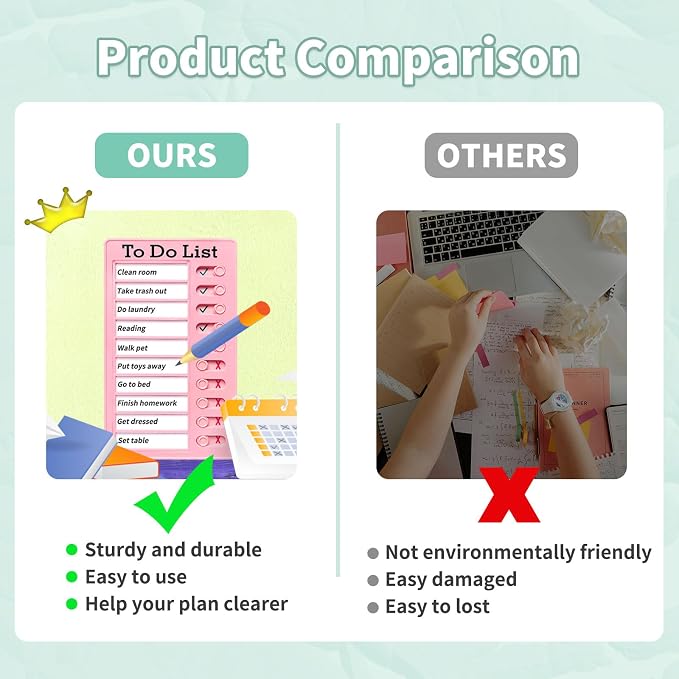 2 Pieces Chores Chart for Kids-Visual Schedule, Plastic Checklist Board, Detachable to Do List Whiteboard, Portable Routine Chart (pinkgreen) - Image 3