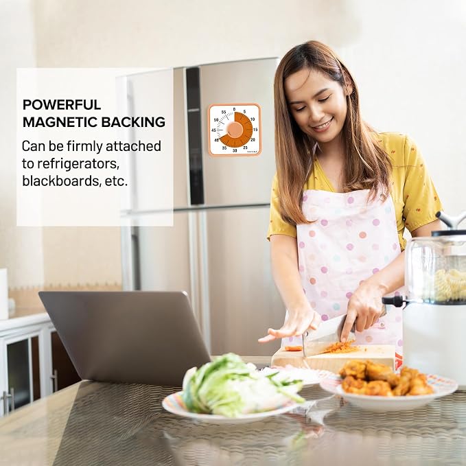 Secura 7.5 Inch Visual Timer, 60 Minute Oversize Countdown Visual Timer for Kids and Adults, Durable Mechanical Time Management Tool (Orange) - Image 6