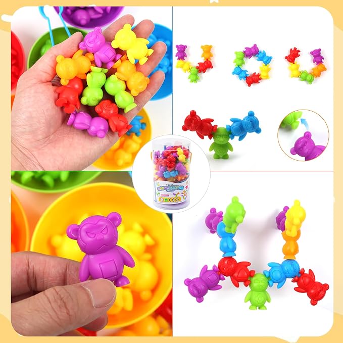 UNIQUE KIDS Counting Matching Game with Sorting Cups, Color Classification and Sensory Training Educational Learning Toys Set Gift for Toddlers Preschool Ages 3 Years and up - Image 4