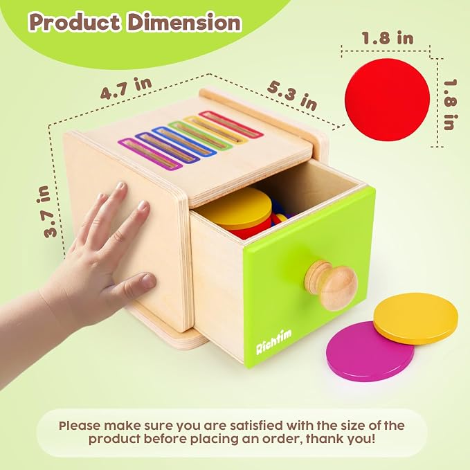 Montessori Toys for 1-3 Year Old: Color Sorting Wooden Drawer Box Toy for Toddlers, Object Permanence and Fine Motor Sensory Toy, 12-18 Months Busy Board Matching Game for Baby Boys and Girls Gifts - Image 5