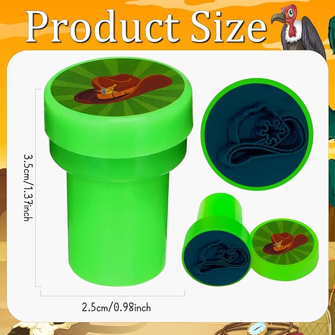 Cinrobiye 24 Pcs Western Cowboy Stampers Party Favor Set, Cute Cowboy Rodeo Stamps for Kids Birthday Party, Classroom Rewards, Carnival Prizes, Goody Bag Fillers, Western Themed Party Supplies - Image 3