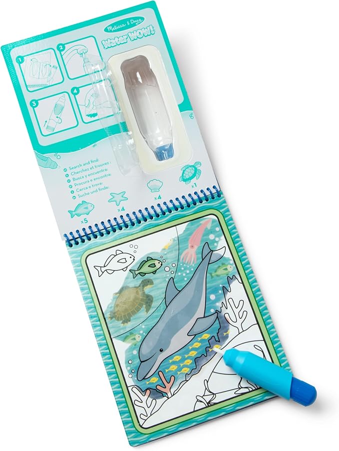 Melissa & Doug On The Go Water Wow! Mess Free Coloring Book,Reusable Water-Reveal Activity Pad,Under The Sea,Travel Toys,Party Favors,for Toddlers & Kids Ages 3+ - FSC Certified,(Pack of 2) - Image 4