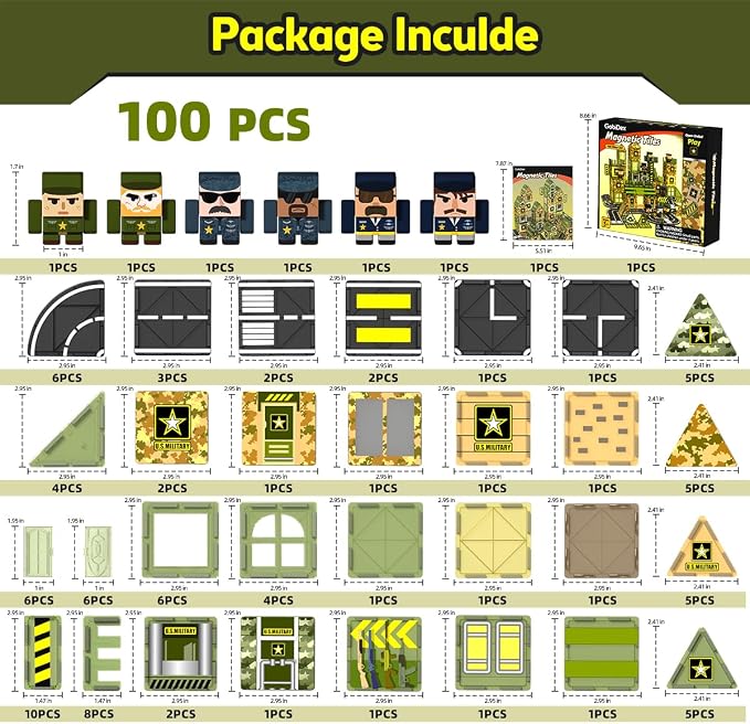 GobiDex 100PCS Army Magnetic Building Blocks Set for Kids Ages 3+ - Image 6