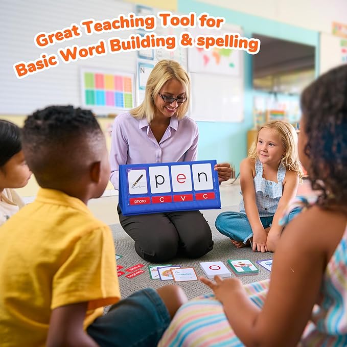 Gamenote CVC Word Builder Pocket Chart, Phonics Cards for Kindergarten - Image 5