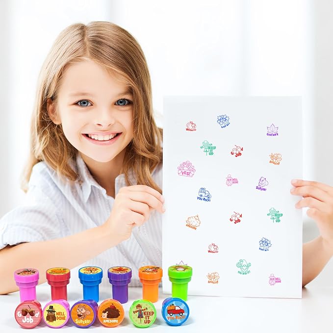 Cinrobiye 24 Pcs Seasonal Stampers Party Favor Set, Cute Four Seasons Stamps for Kids Birthday Party, Classroom Rewards, Educational Learning Toys, Goody Bag Fillers, Seasonal Party Supplies - Image 5