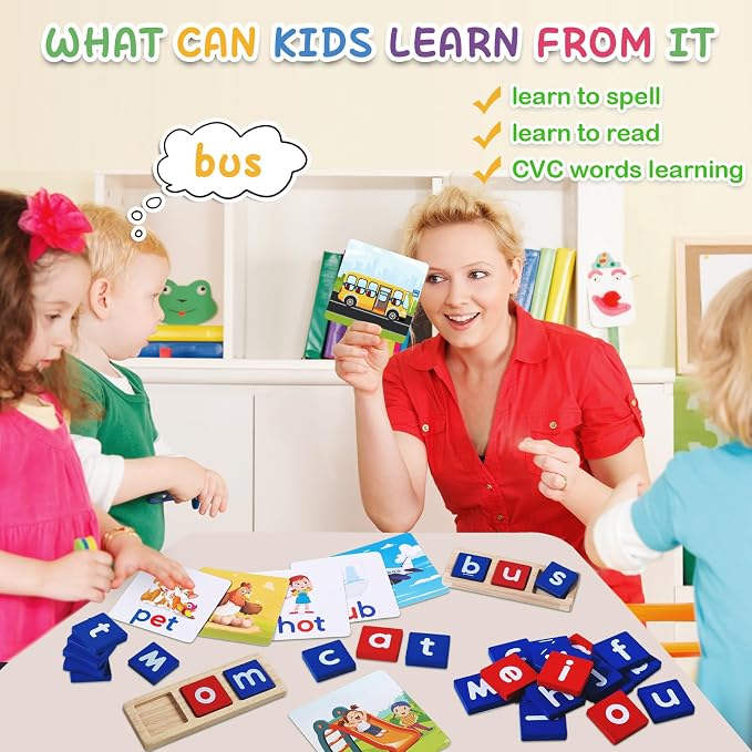 CVC Word Spelling Games, Learning Toys Gifts for 3 4 5 6 Year Old Kids - Image 6