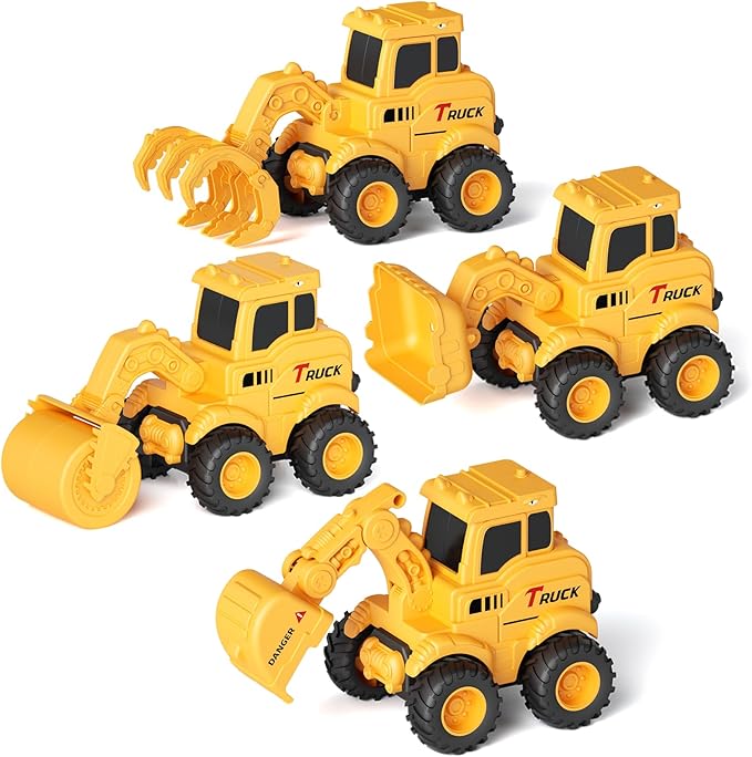 Construction Toys for 2 3 4 5 6 + Year Old Boys Kids Toddlers Girls, Sandbox Excavator Toy Trucks Construction Truck Toys Vehicles Bulldozer Road Roller Toy Christmas Birthday Gifts for Boys