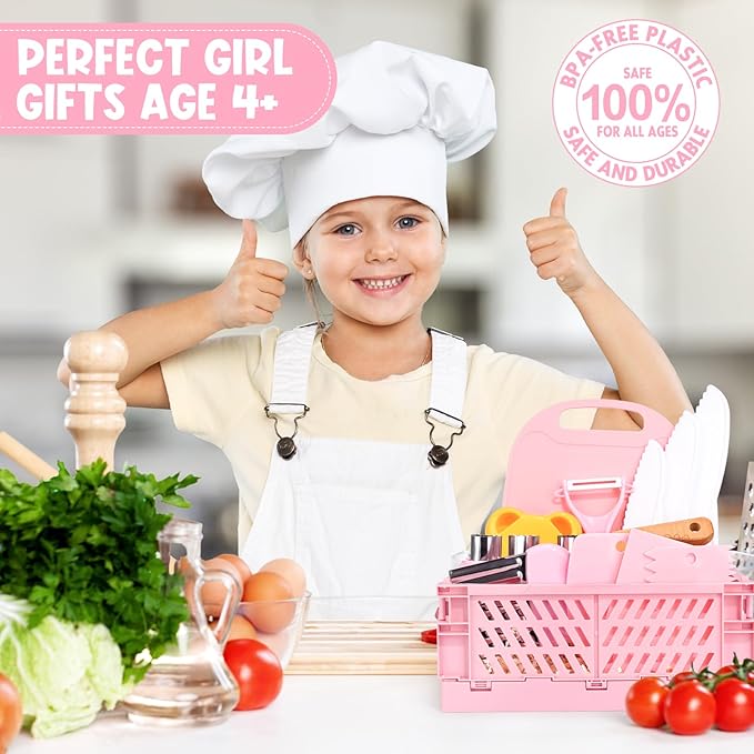 28PCS Toddler Knife Set - Kids Knifes for Real Cooking, Wooden Kids Kitchen Knife Set with Gloves Cutting Board Crinkle Cutters Kid Safe Knives, Toddlers Kitchen Tools (Crocodile 16PCS Set) - Image 7