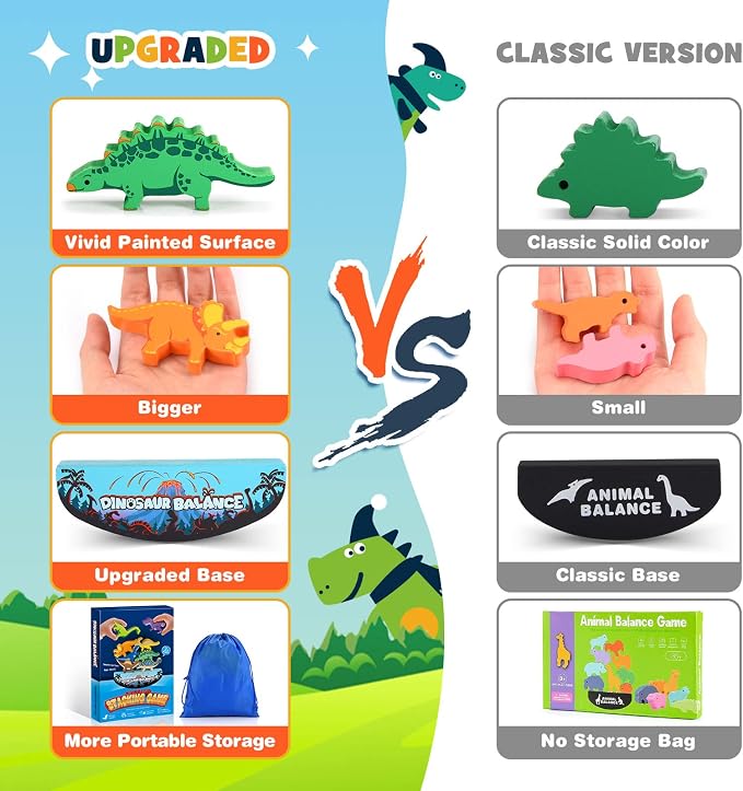 IPOURUP Dinosaur Toys for Kids 3-5: Wooden Stacking Montessori Toys for 3 4 5 6 7 8 Year Old Boys Girls Birthday Gifts for Kid Ages 4-8 Balance Competition Game for Family Stocking Stuffers - Image 4