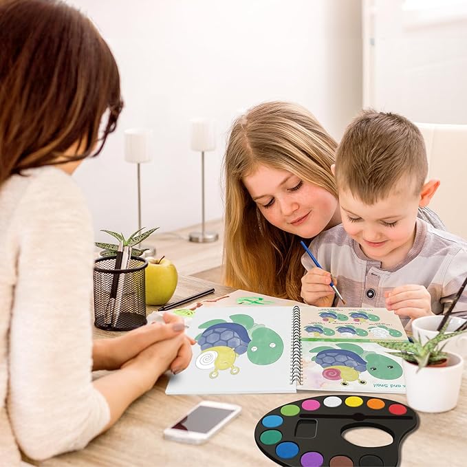 Paint with Water Books for Kids Ages 2-4 4-8, Watercolor Coloring Book for Kids, Toddlers Watercolor Painting Book, Water Color Paint Set for Kindergarten Art Craft Drawing Gift