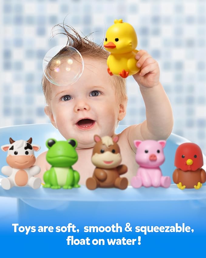 Coogam 10Pcs Farm Animal Matching Toys, Fine Motor Sorting Games for Kids Age 1-3, Montessori Learning Sensory Fidget Toy Gift for Baby Shower Bath Birthday - Image 4