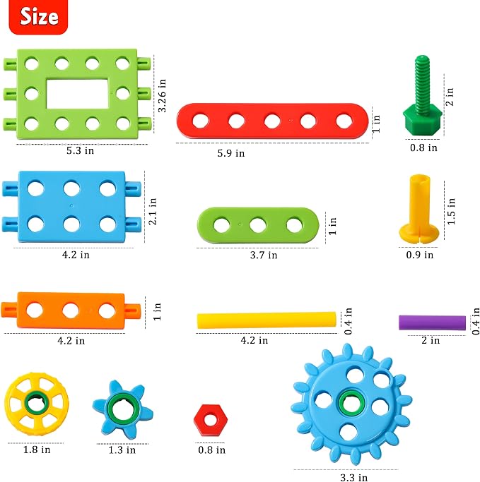 KUTOI Screw Building Blocks - 92 Pcs Kids Games - Sensory Construction Toy - STEM Toy for Preschool Learning Activities ， Perfect Educational Building Toys for Boys and Girls 3 Above - Image 5
