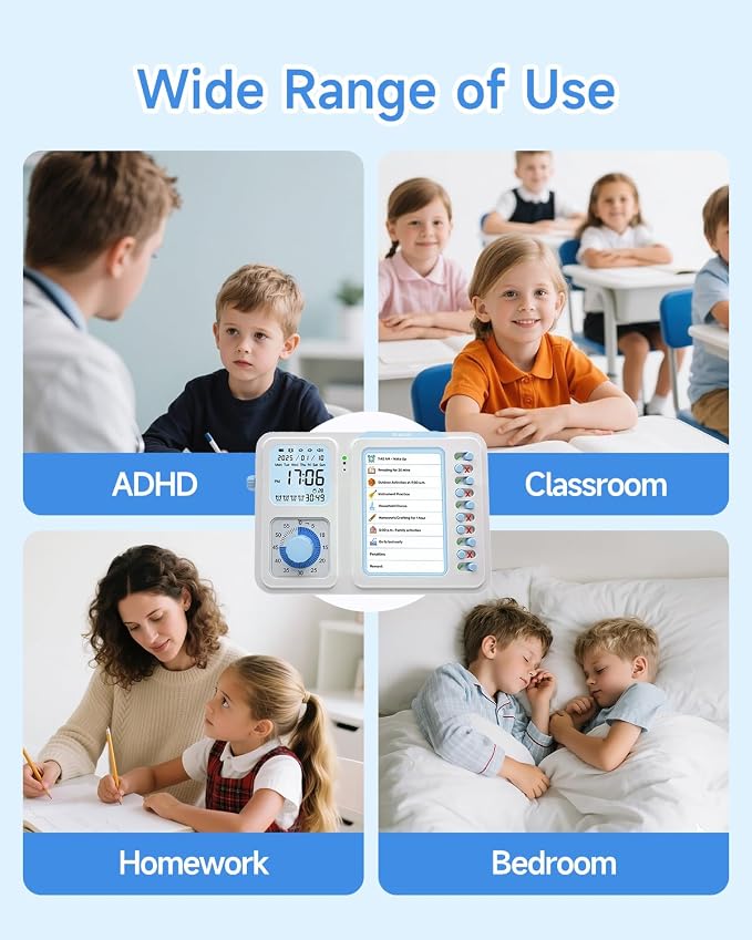 Visual Timer for Kids with Planning Board, 3-in-1 Visual Schedule for Kids with Autism & ADHD, Chore Chart for Home, School, Classroom, Desk - Image 6