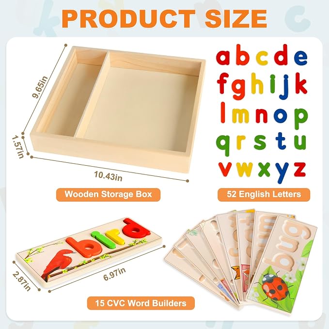 Learning Toys for 3 Year Old, Alphabet Puzzle Spelling Games Preschool - Image 8