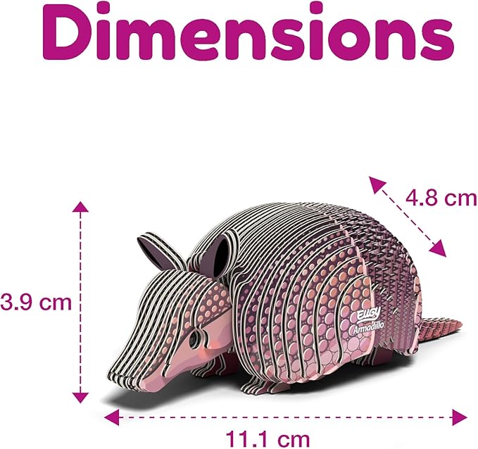 Eugy Armadillo 3D Puzzle - 42 Piece Eco-Friendly Educational Toy Puzzle for Boys, Girls & Kids Ages 6+