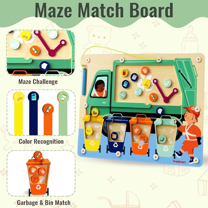 TOP BRIGHT Magnetic Garbage Sorting Maze Toy, Montessori Toy for Kids 2-5 - Image 7