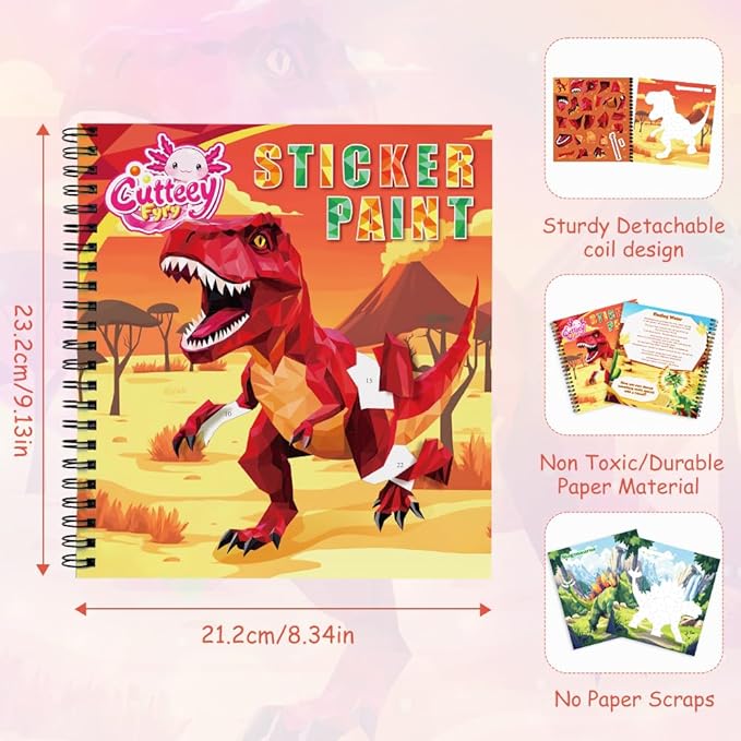 4Pcs Educational Sticker Puzzle Book for Kids, Travel Puzzle Sticker by Number Activity Books with Story - Airplane Car Road Trip for Girls Kids Early Learning, Screen Free, Separation Anxiety Gifts