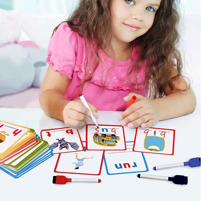 100 Short Vowel Spelling Flashcards, Handwriting Cards Learn to Write CVC Sight Words CVC Words Games for Kindergarten Learning Activities, Montessori Educational Toy Gift for Kids 3 4 5 6 Years Old - Image 6