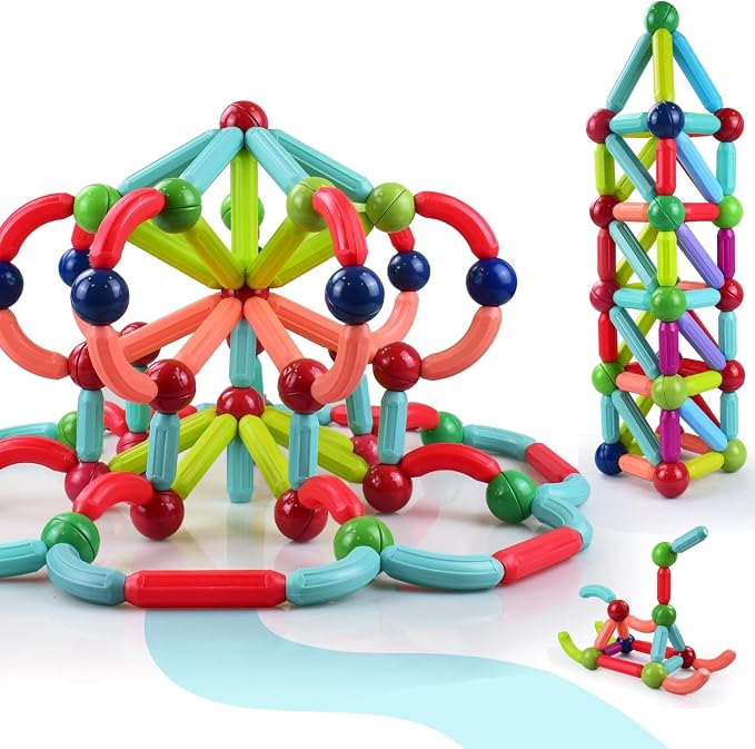 BAKAM Magnetic Building Blocks for Kids Ages 4-8, STEM Construction Toys for Boys and Girls, Large Size Magnetic Sticks and Balls Game Set for Kid’s Early Educational Learning (25PCS) - Image 9