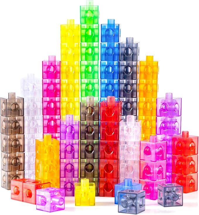 100 Pcs Translucent Linking Cubes – Light Table Manipulatives by Odoorgames