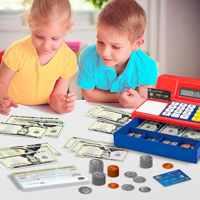 Play Money Set for Kids - Includes: Bills, Coins, Credit Card and Checkbook - Image 4