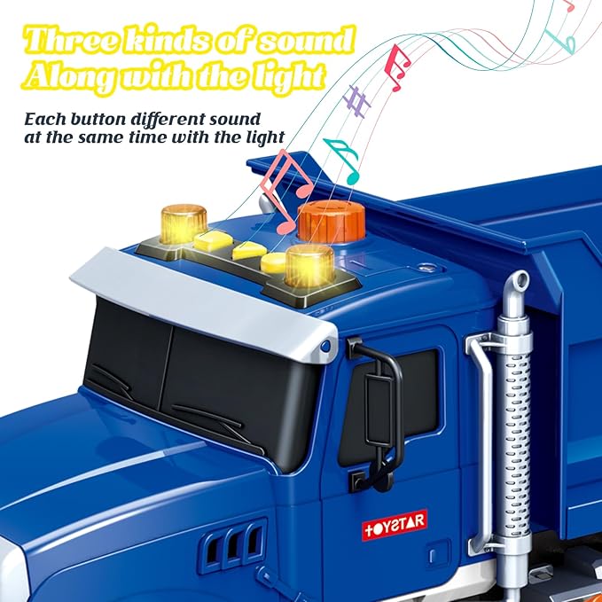 Friction Powered Dump Truck Toy for Kids with Lights & Sounds, Large Construction Vehicle for Boys Girls Ages 3 4 5 6 Years Old