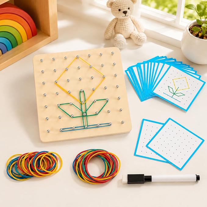 1 Piece Sensory Toys Wooden Math Manipulatives Early Learning Geometric Shapes Puzzle for Problem Solving Suitable for Preschool Home Classroom, Style to 1 - Image 2