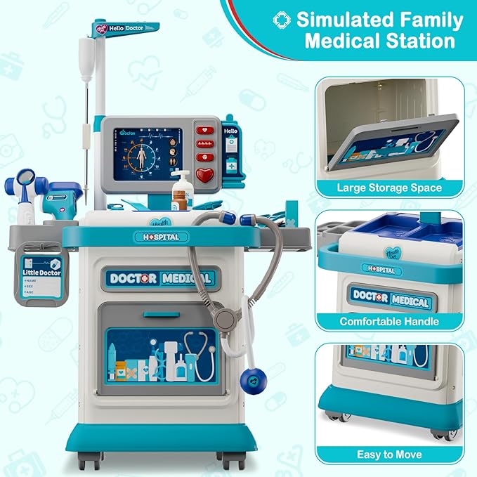 Doctor Kit for Toddlers 3-5, 26 Pcs Doctor Play Set for Kids Ages 3-8,Role Play Toy Medical Cart Doctor Toys Educational Toys for Boys & Girls Birthday Gifts