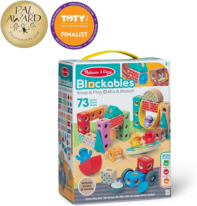 Melissa & Doug Blockables Town Connectable Wooden Building Blocks - Image 3