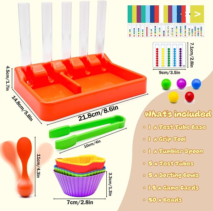 Counting and Color Sorting Toys for Toddlers, Clip Bead Matching - Image 4