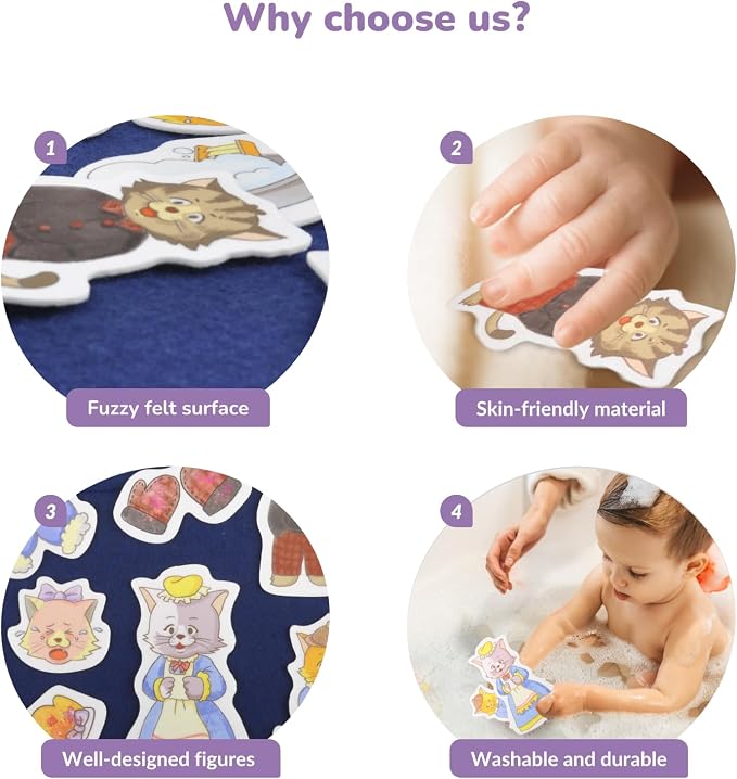 CHEFAN Felt/Flannel Board Story Set, PRECUT Felt Pieces for Preschool Toddlers Circle Time,Three Little Kittens,Old Woman Who Lived in Shoe,Little Miss Muffet,Jack and Jill - Image 3