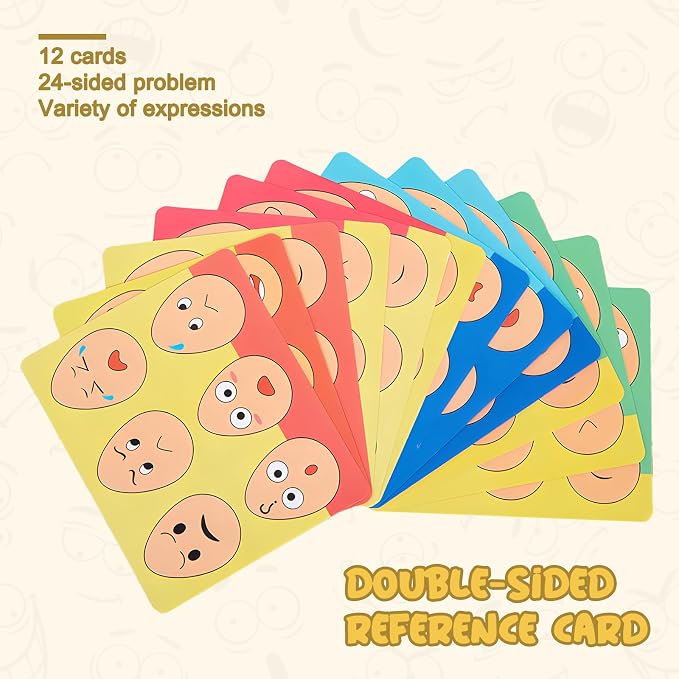 Montessori Toys for 3+ Year Old, Wooden Facial Expressions Sorting Toys for Kids, Wooden Expression Matching Puzzle Block Game Preschool Educational Toys Gifts Stocking Stuffers for Kids (32 Pcs) - Image 4