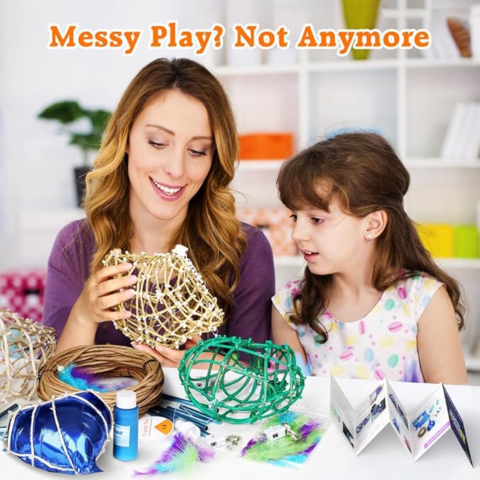 CHARTEKS 3D String Light Craft Kit for Kids, String Art Kit with LED Bulbs and Wind Chime, Arts and Crafts Set, Birthday Gifts for Girls Boys Ages 8+ (with Paint, Paper String)