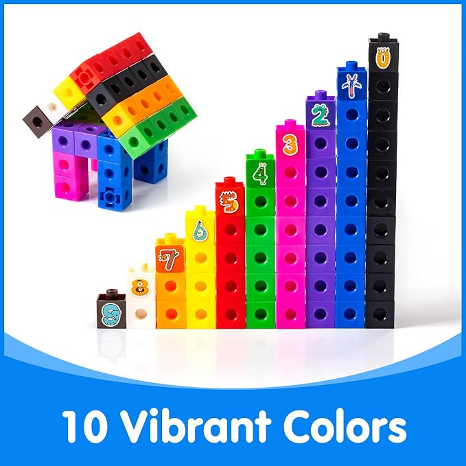 100 Pcs Math Linking Cubes with 384 Cartoon Stickers - Image 5