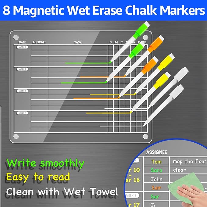 PigPotParty Magnetic Fridge Chore Chart for Kids & Roommates, 12x9.5 Inch - Image 5