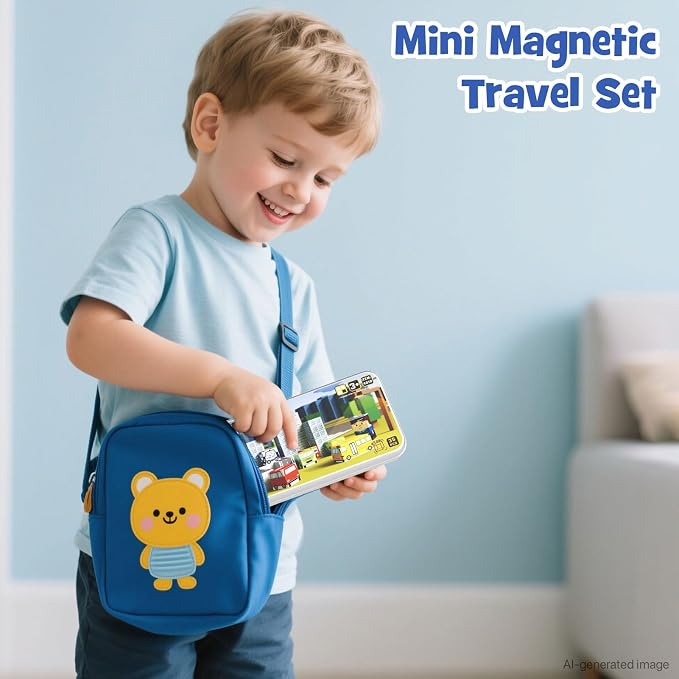 City Traffic Magnetic Blocks Set Travel Toys with Carrying Case - Image 4