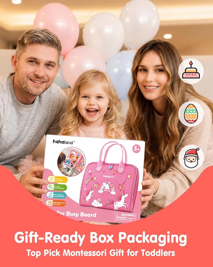 hahaland Busy Board Montessori Toys Busy Book Toddler Girl Gifts Travel Toy - Image 9