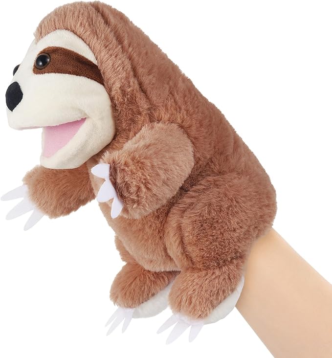 Animal Hand Puppets 11 Inch Sea Turtle Plush Dinosaur Animals Hand Puppet Toys Role-Play Toy Puppets for Kids Storytelling Imaginative Pretend Play Teaching Preschool(Sloth)