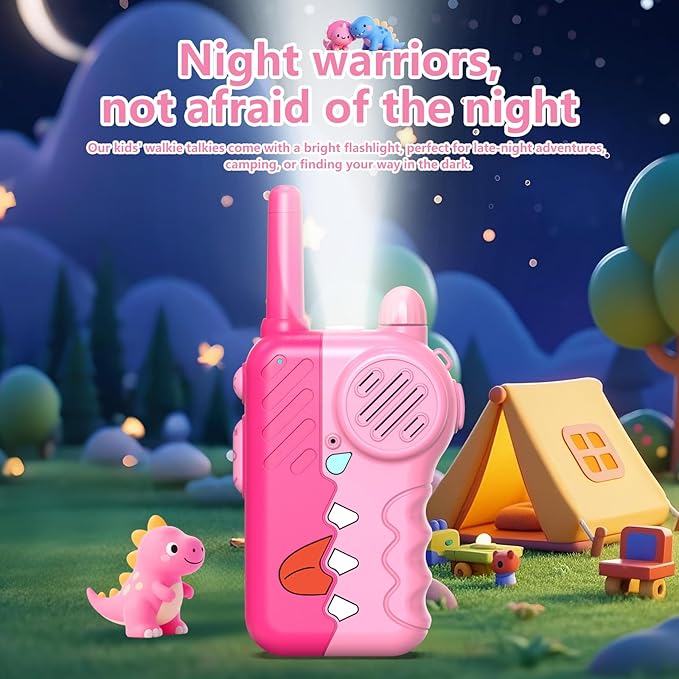 Dinosaur Kids Walkie Talkies Toy 2 Pack - Durable Walkie Talkies for Boys Girls with Volume Knob & Clear Sound, 1000ft Long Range with Flashlight - Birthday Gifts for Ages 3-12 (3 AAA Batteries)